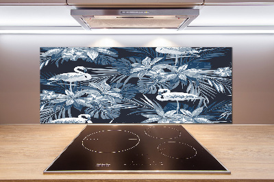 Kitchen wall panels Flamingos and plants