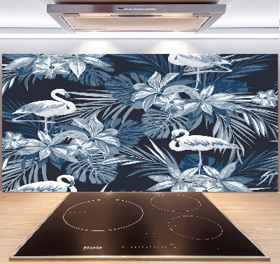 Kitchen wall panels Flamingos and plants