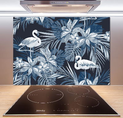 Kitchen wall panels Flamingos and plants