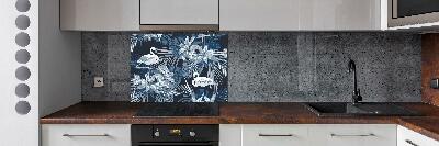 Kitchen wall panels Flamingos and plants