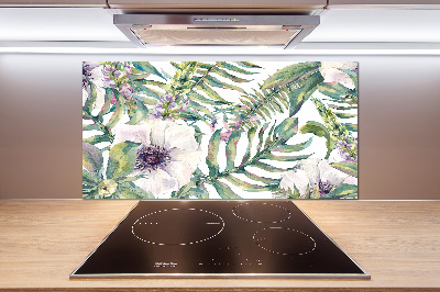 Cooker splashback Ferns and flowers