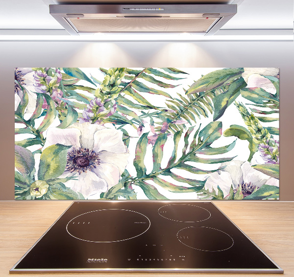 Cooker splashback Ferns and flowers