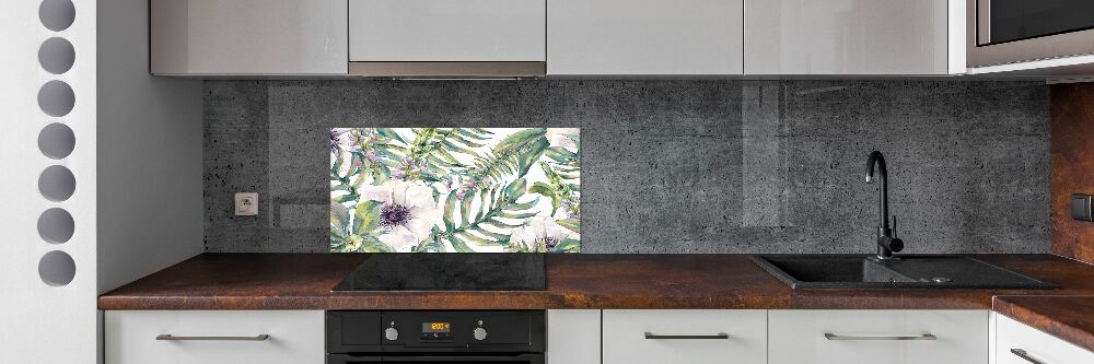 Cooker splashback Ferns and flowers