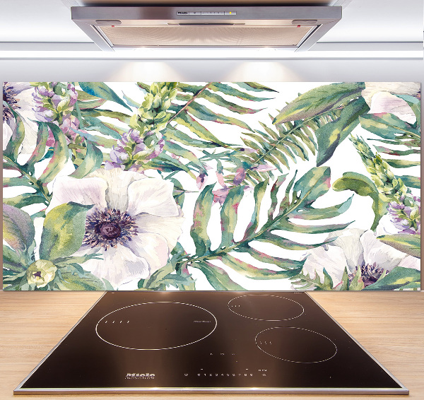 Cooker splashback Ferns and flowers