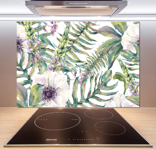 Cooker splashback Ferns and flowers