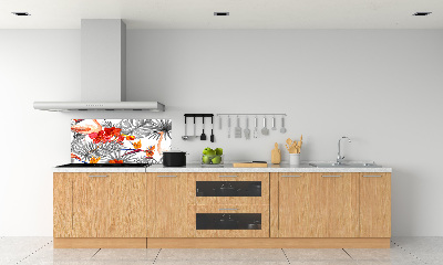 Glass splashback Flamingos and flowers