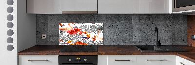 Glass splashback Flamingos and flowers