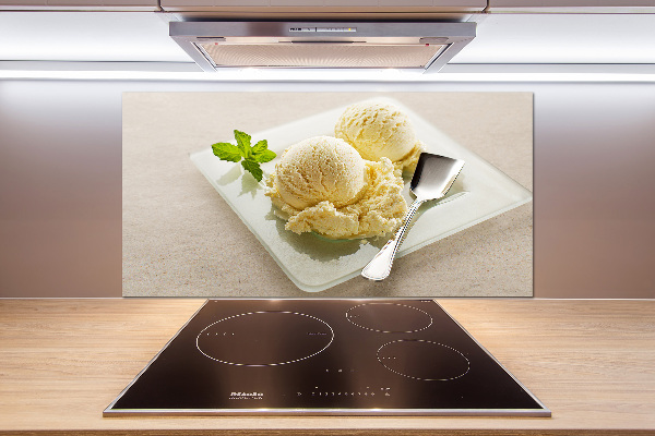 Cooker splashback Ice cream on a plate