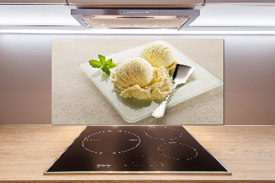 Cooker splashback Ice cream on a plate