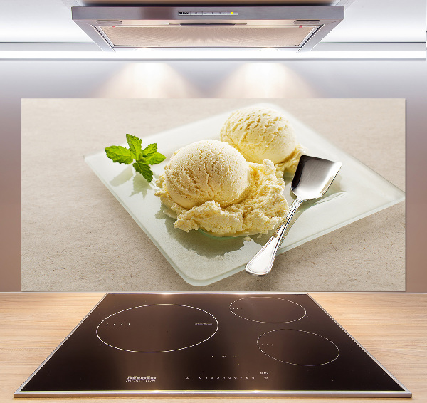 Cooker splashback Ice cream on a plate