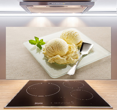 Cooker splashback Ice cream on a plate