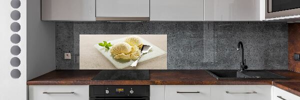 Cooker splashback Ice cream on a plate