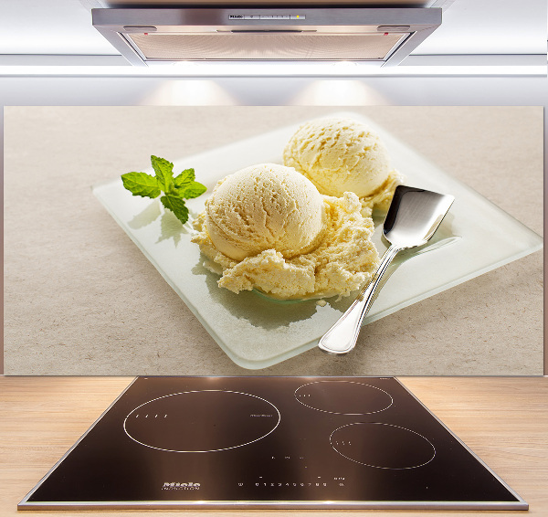 Cooker splashback Ice cream on a plate