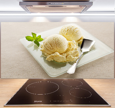 Cooker splashback Ice cream on a plate