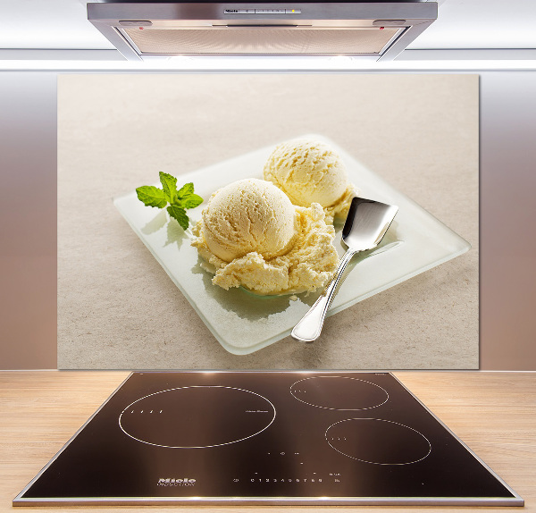 Cooker splashback Ice cream on a plate