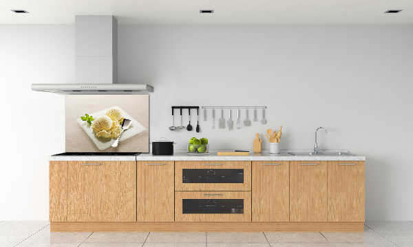 Cooker splashback Ice cream on a plate