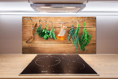 Cooker splashback Herbs on a string