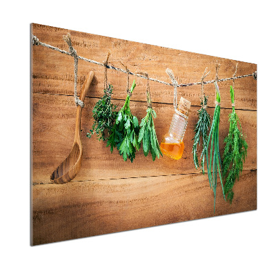 Cooker splashback Herbs on a string