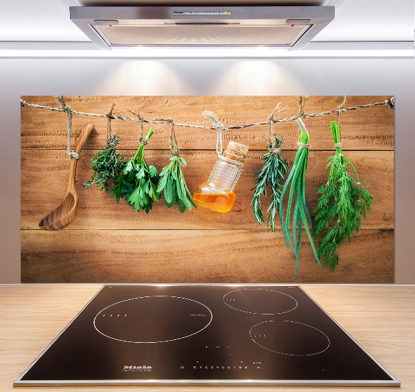 Cooker splashback Herbs on a string