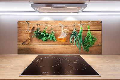 Cooker splashback Herbs on a string