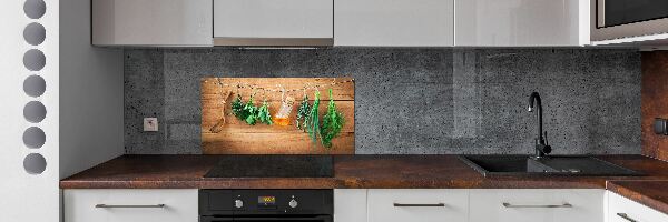 Cooker splashback Herbs on a string