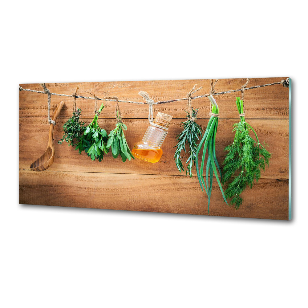 Cooker splashback Herbs on a string