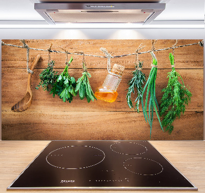 Cooker splashback Herbs on a string