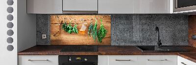 Cooker splashback Herbs on a string