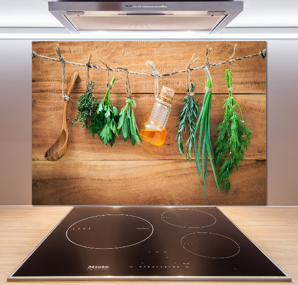 Cooker splashback Herbs on a string