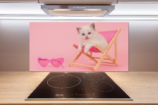 Kitchen splashback Cat on a sun lounger