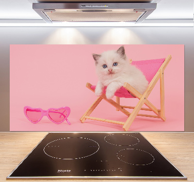 Kitchen splashback Cat on a sun lounger