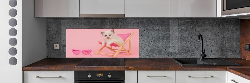 Kitchen splashback Cat on a sun lounger