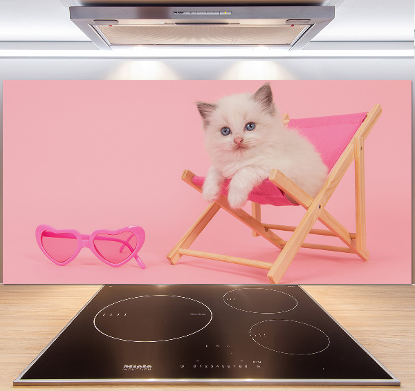 Kitchen splashback Cat on a sun lounger