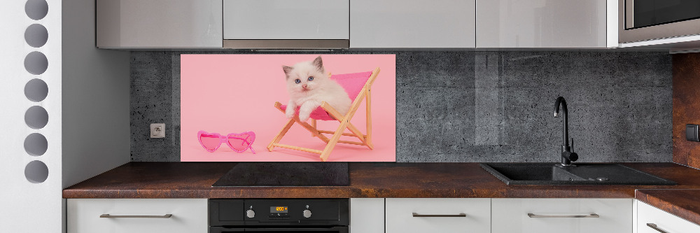 Kitchen splashback Cat on a sun lounger