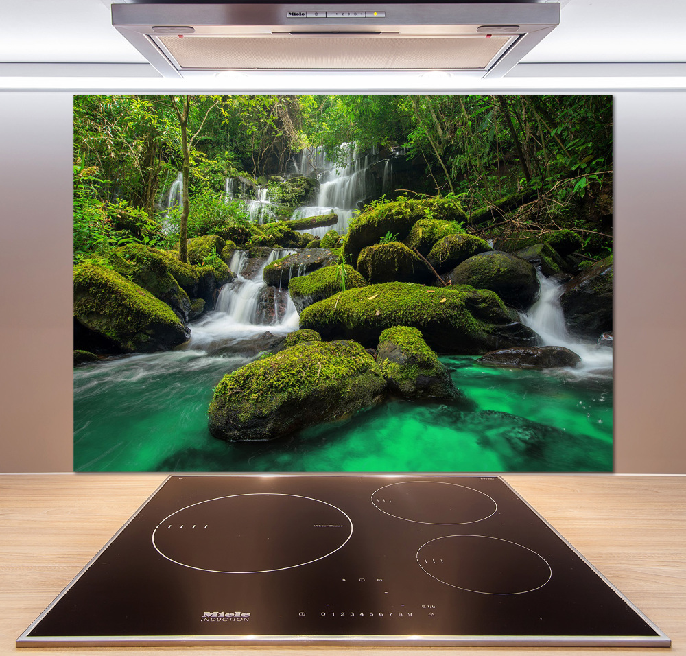 Cooker splashback Waterfall in the forest