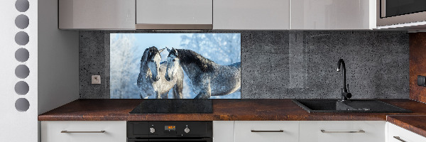 Kitchen splashback Gray horses in winter