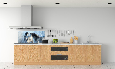 Kitchen splashback Gray horses in winter