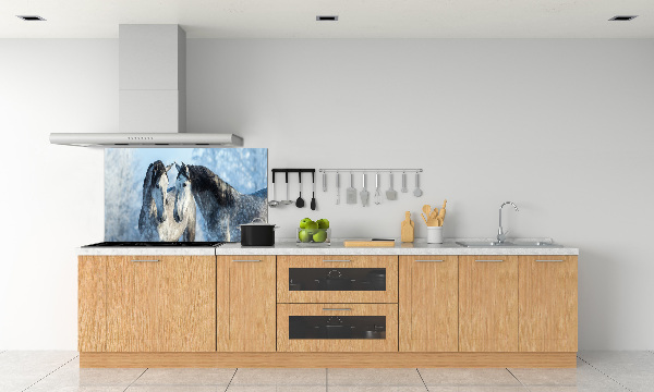 Kitchen splashback Gray horses in winter