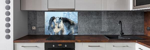 Kitchen splashback Gray horses in winter