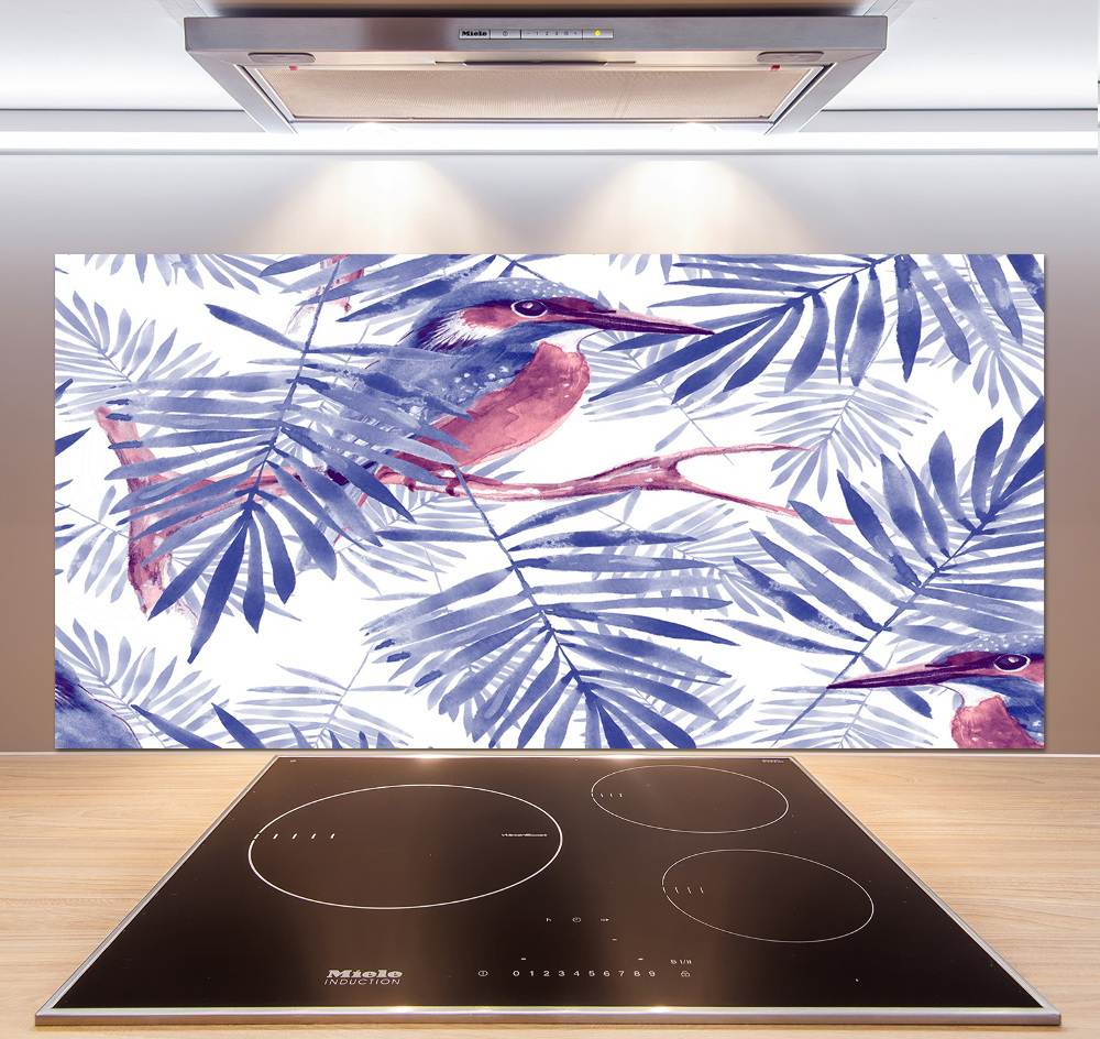 Kitchen splashback Plants and bird