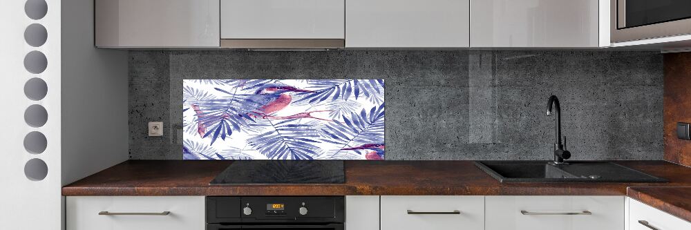 Kitchen splashback Plants and bird