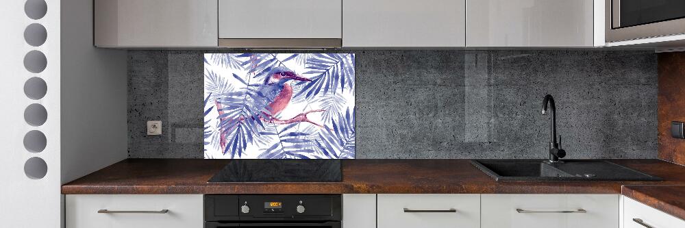 Kitchen splashback Plants and bird