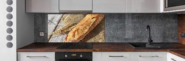 Glass splashback Fresh baguette