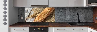 Glass splashback Fresh baguette