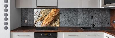 Glass splashback Fresh baguette