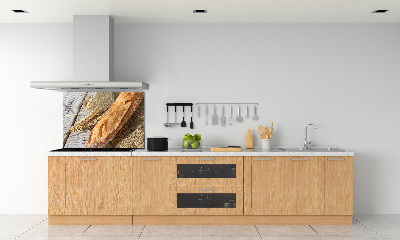 Glass splashback Fresh baguette