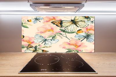 Kitchen splashback Butterflies and flowers