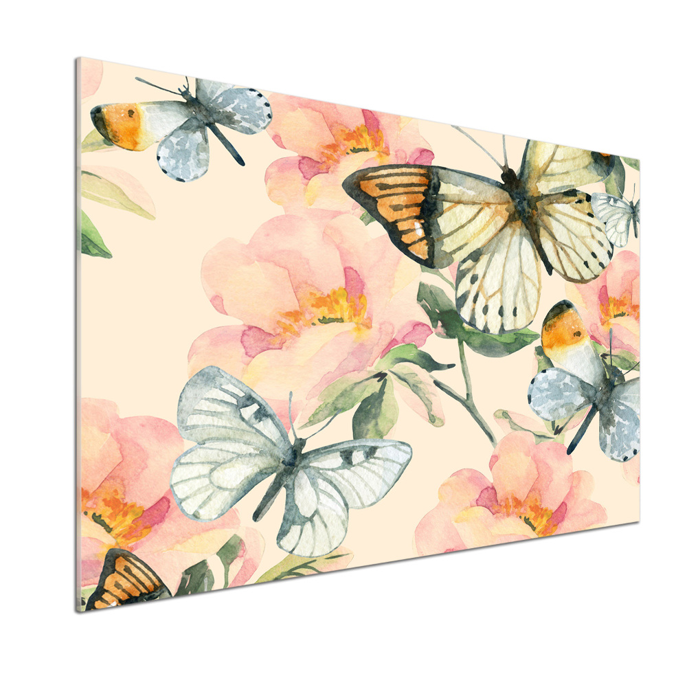 Kitchen splashback Butterflies and flowers