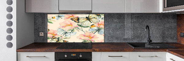 Kitchen splashback Butterflies and flowers