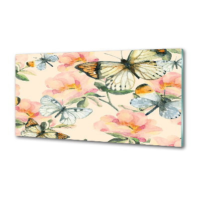 Kitchen splashback Butterflies and flowers